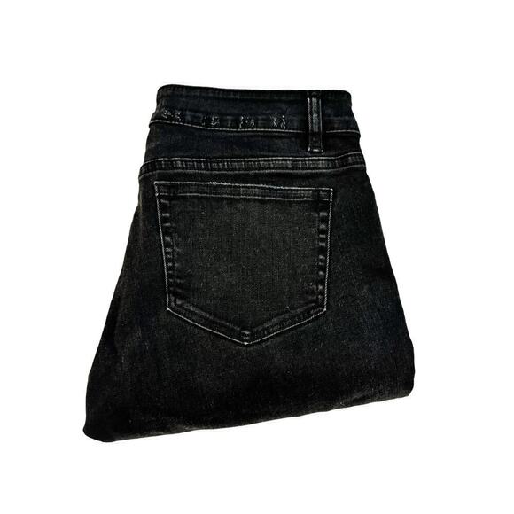 The Kooples Skin Black Denim Ripped Jeans Skull Accent Pocket Size 26 - Picture 1 of 8